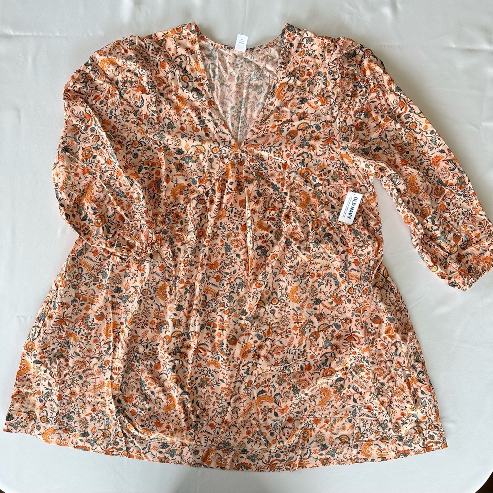 NWT Old Navy petite XL cottage core floral boho tunic dress